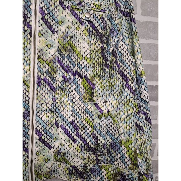 Colorful Snakeskin Print Women's Jacket Front Zipper Chest Pockets Size M‎ - Picture 6 of 12